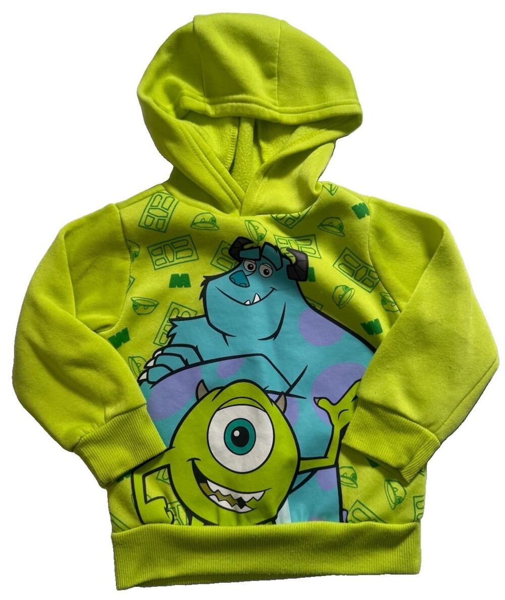 Disney Pixar Monsters Inc Mike Sulley Boys Hoodie Sweatshirt Green Size 2T